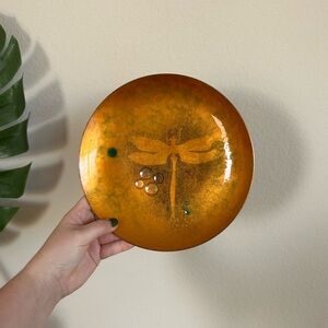 Vintage Elizabeth Madley Enamel Dragonfly Plate